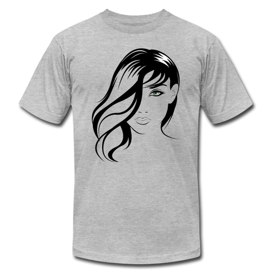 Black & White Girl Face T-Shirt - heather gray