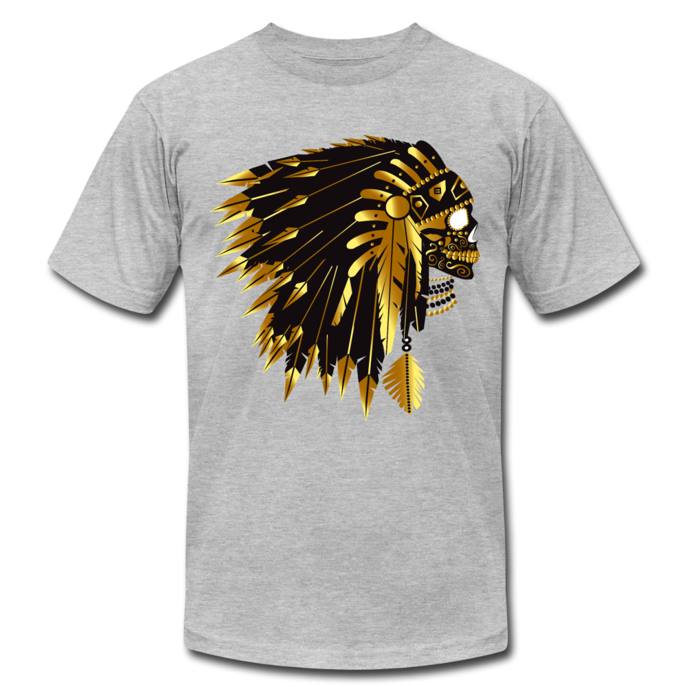 Gold Indian Warrior Mask T-Shirt - heather gray