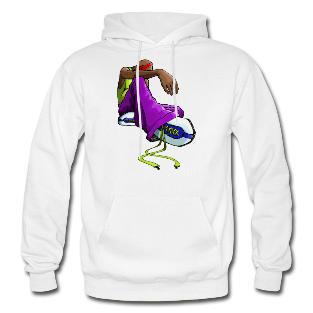 Sitting Cartoon Hip Hop Hoodie - white