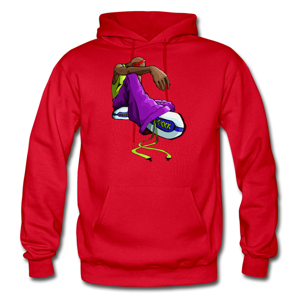 Sitting Cartoon Hip Hop Hoodie - red