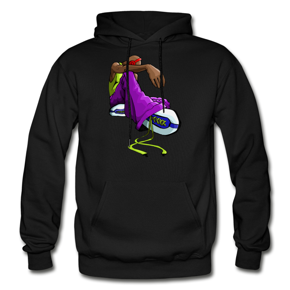 Sitting Cartoon Hip Hop Hoodie - black