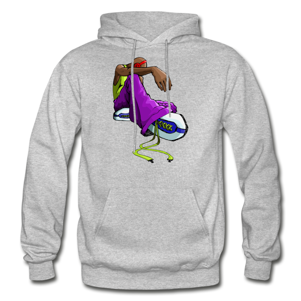Sitting Cartoon Hip Hop Hoodie - heather gray
