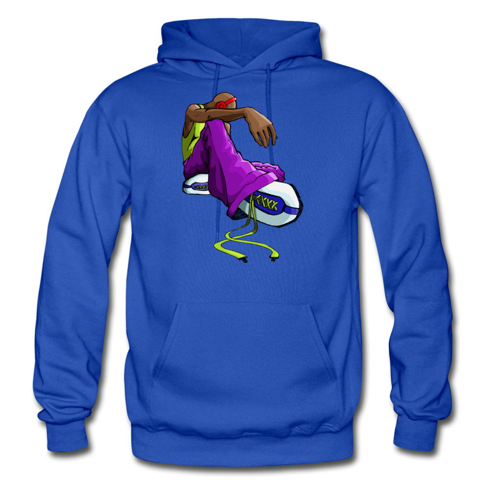 Sitting Cartoon Hip Hop Hoodie - royal blue