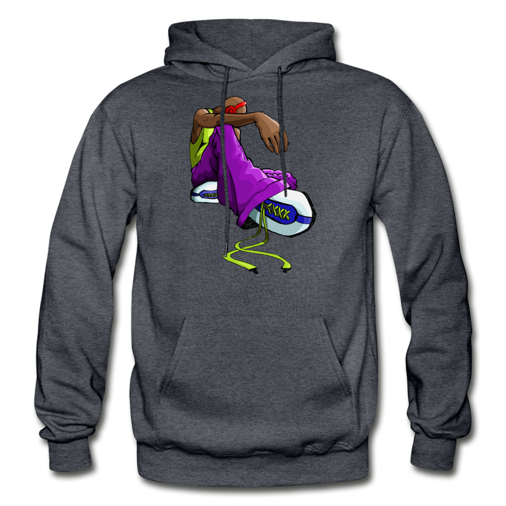 Sitting Cartoon Hip Hop Hoodie - charcoal gray