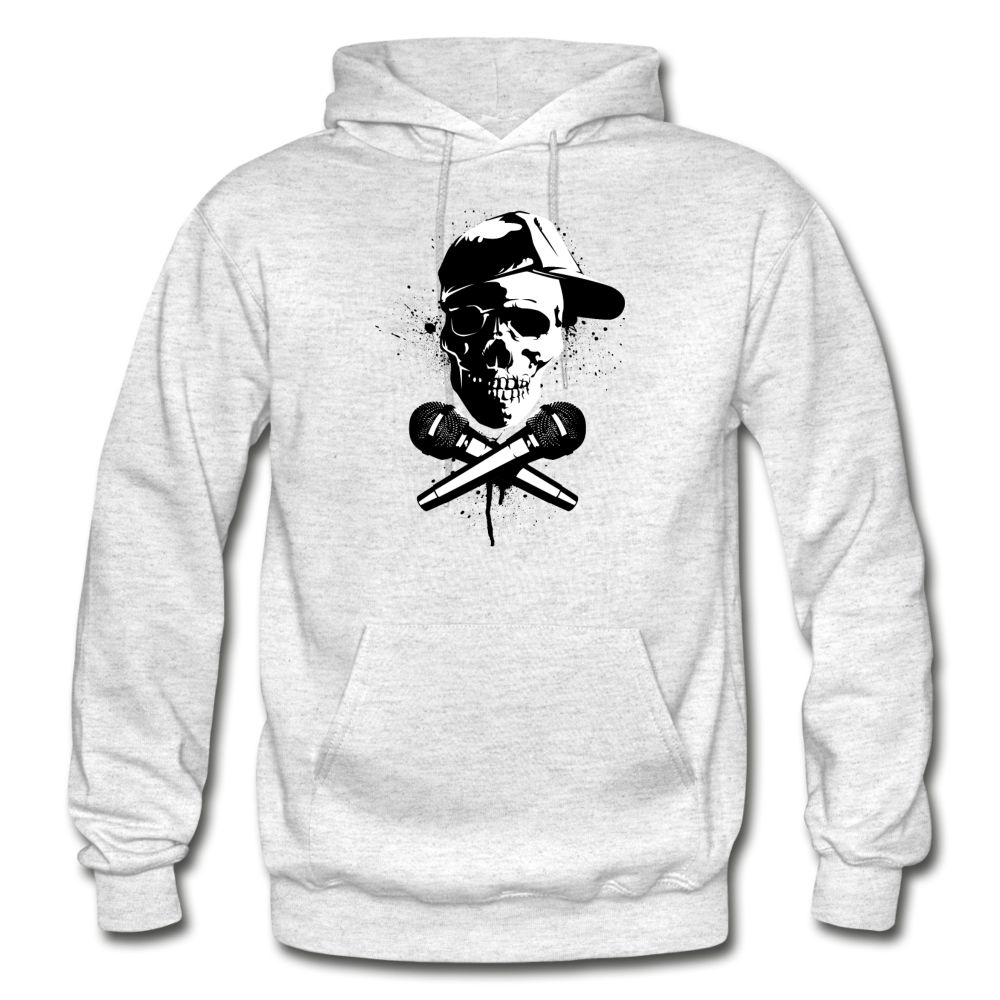 Hip Hop Skull & Cross Microphones - light heather gray