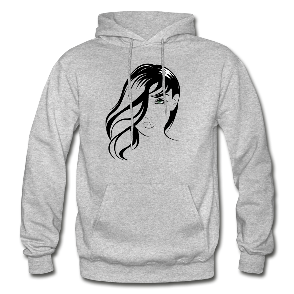 Girl Face Hoodie - heather gray