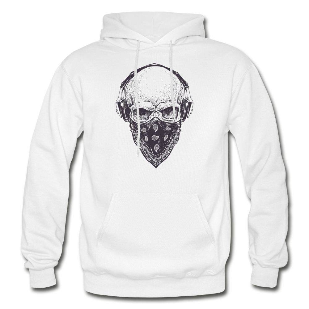 Skull Bandanna Headphones Hoodie - white