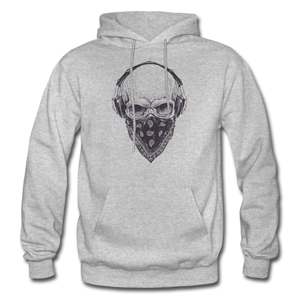 Skull Bandanna Headphones Hoodie - heather gray