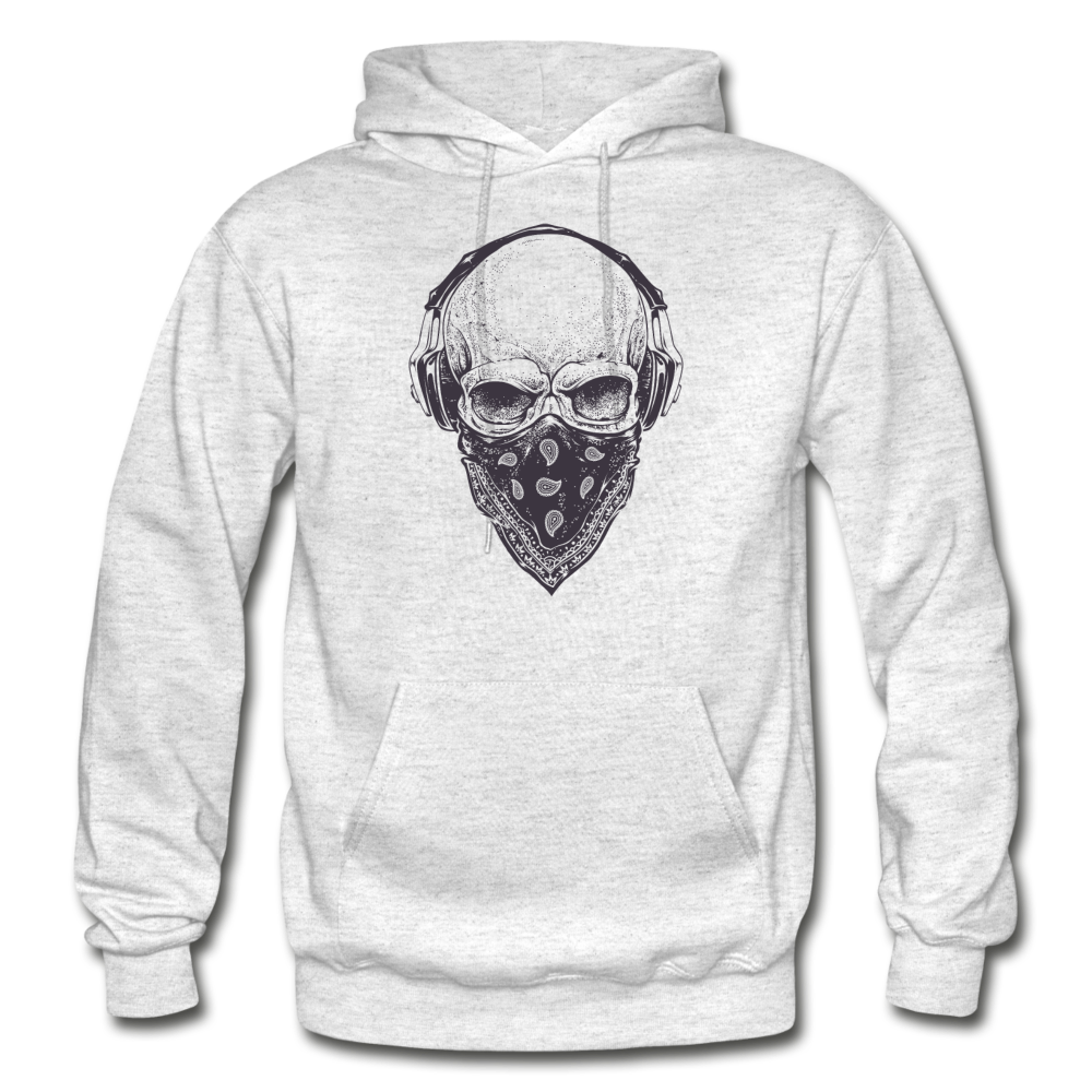 Skull Bandanna Headphones Hoodie - light heather gray