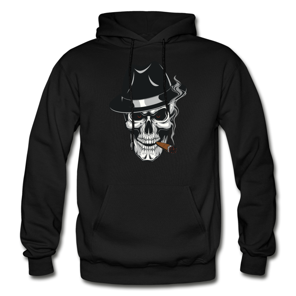 Smoking Skull Fedora Hoodie - black