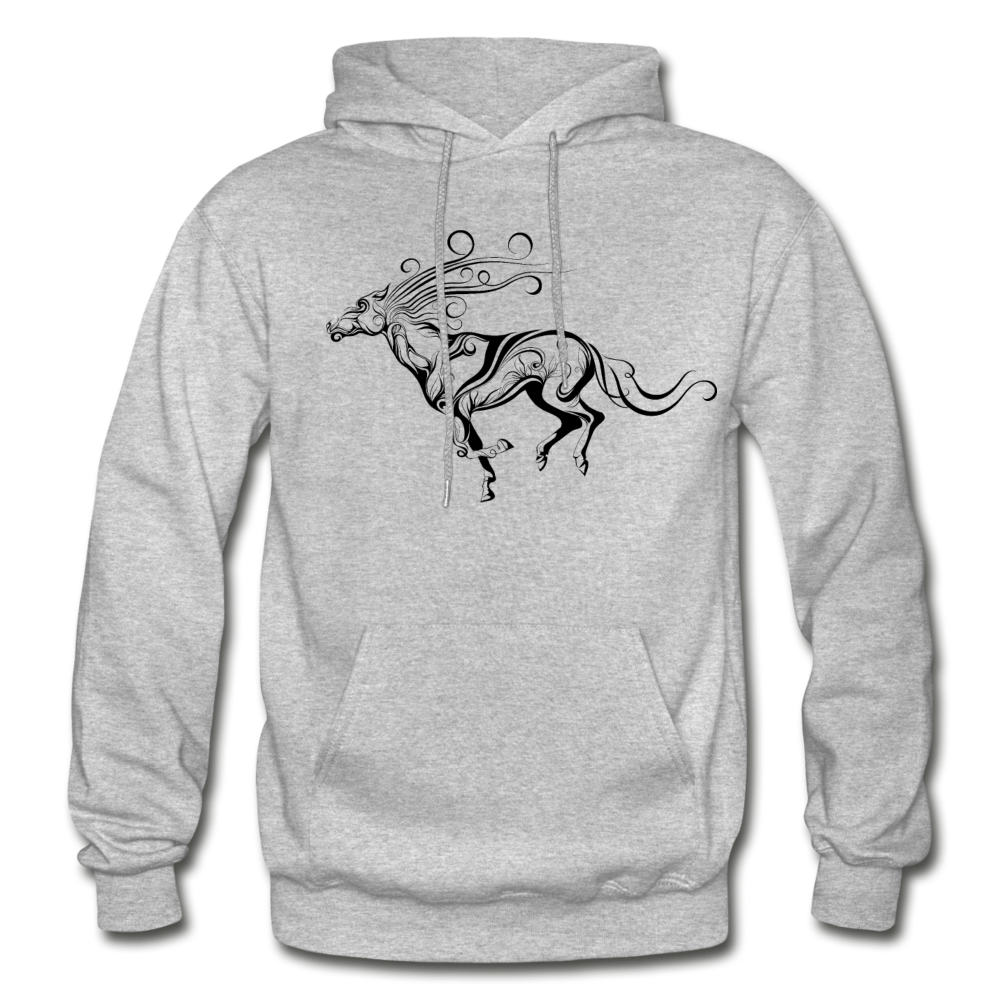 Tribal Maori Horse Hoodie - heather gray