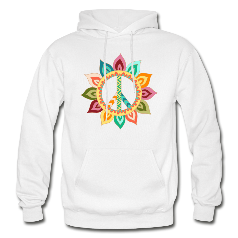 Floral Peace Sign Hoodie - white
