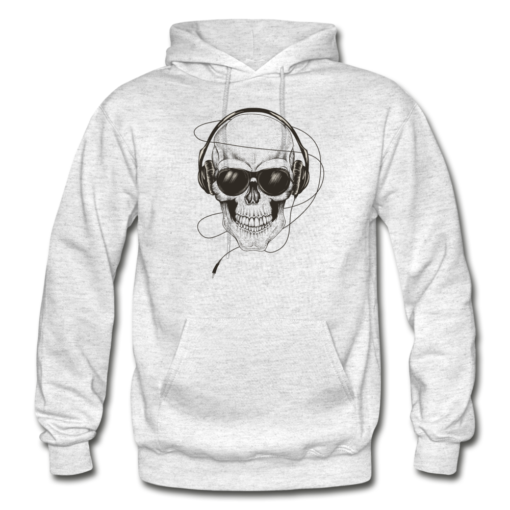 Skull Headphones Hoodie - light heather gray