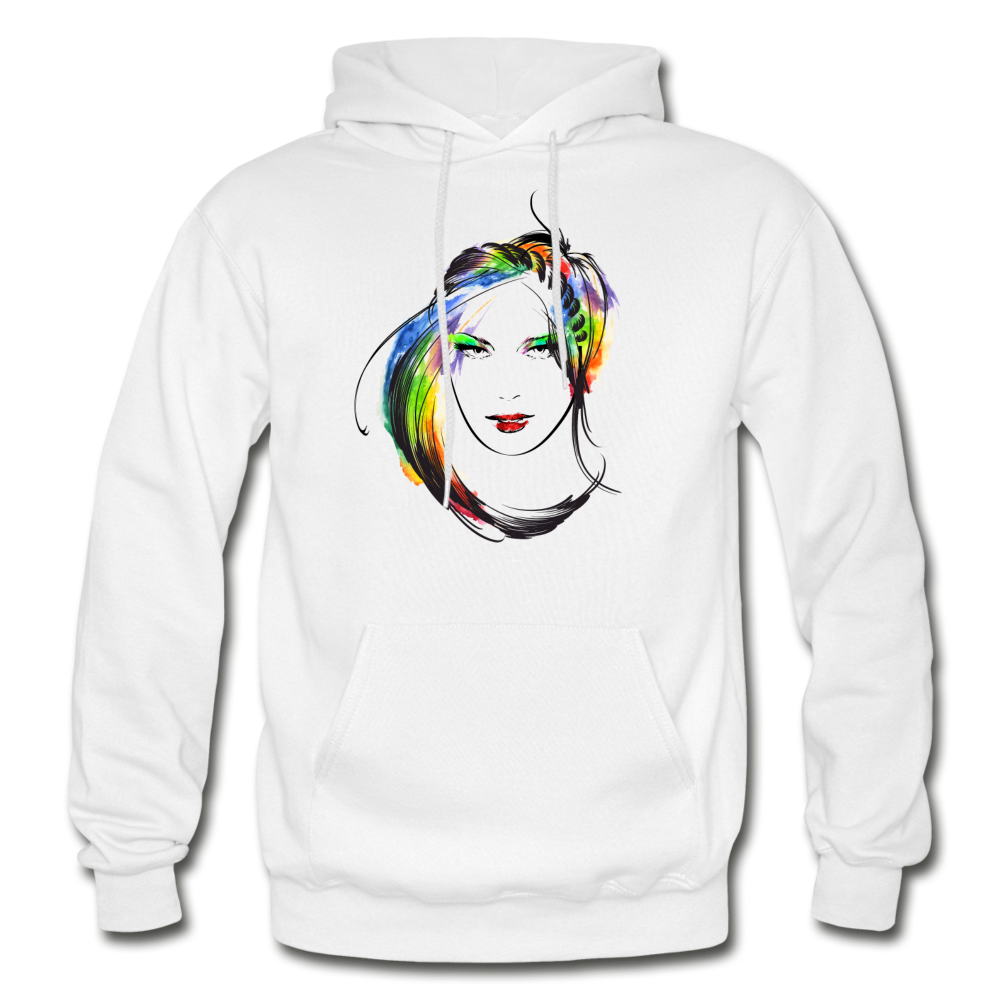 Colorful Abstract Girl Hair Hoodie - white