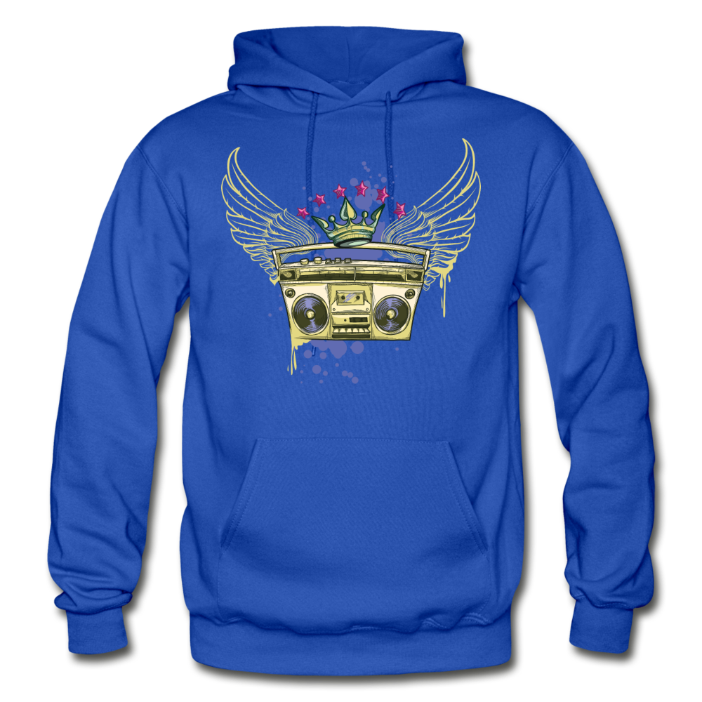 Gold Boombox Wings Hoodie - royal blue
