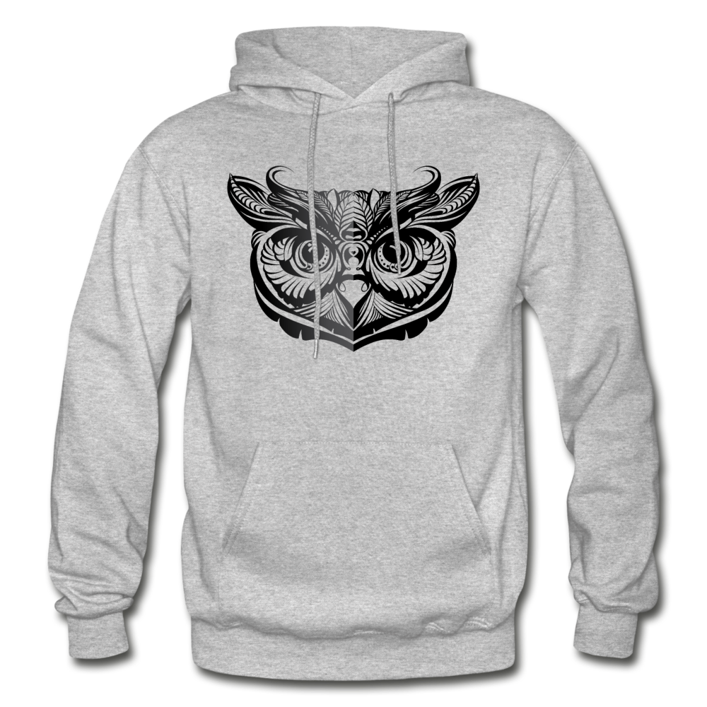 Tribal Maori Owl Hoodie - heather gray