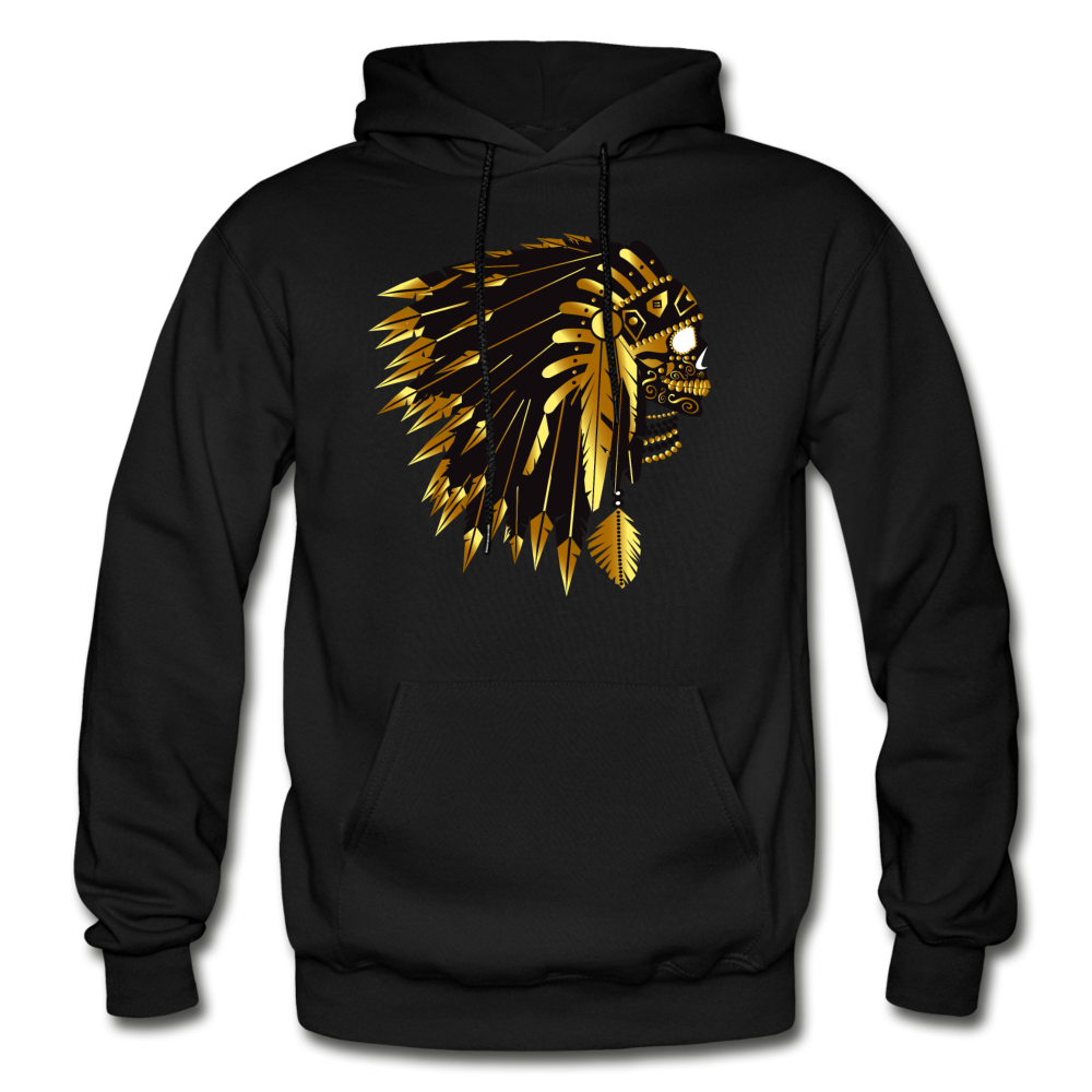 Gold Warrior Mask Hoodie - black
