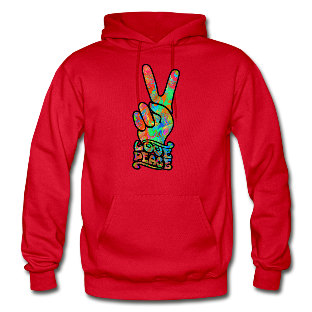 Love Peace Sign Hoodie - red
