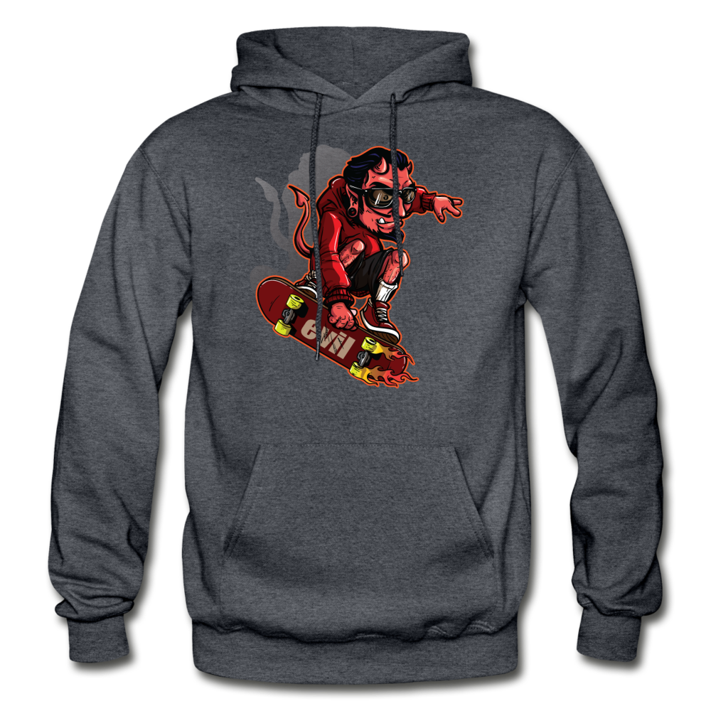 Devil Skater Cartoon Hoodie - charcoal gray