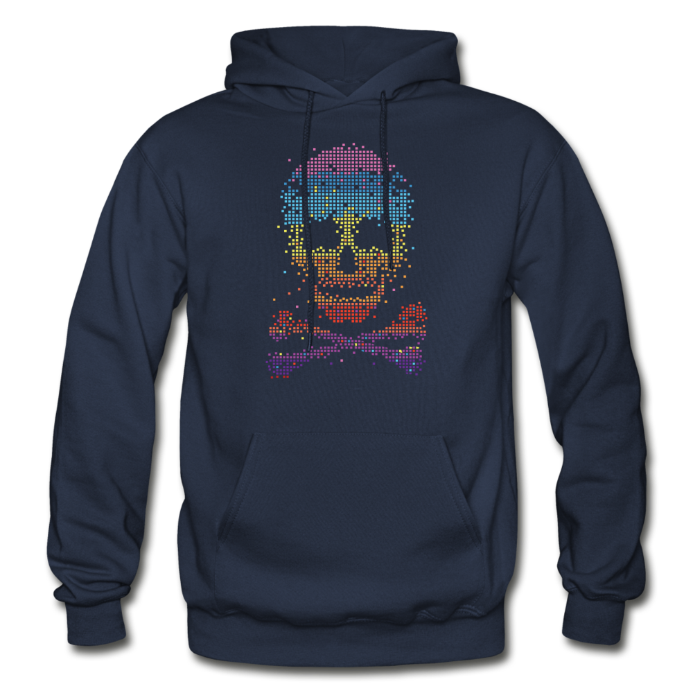 Colorful Abstract Skull & Cross Bones Hoodie - navy
