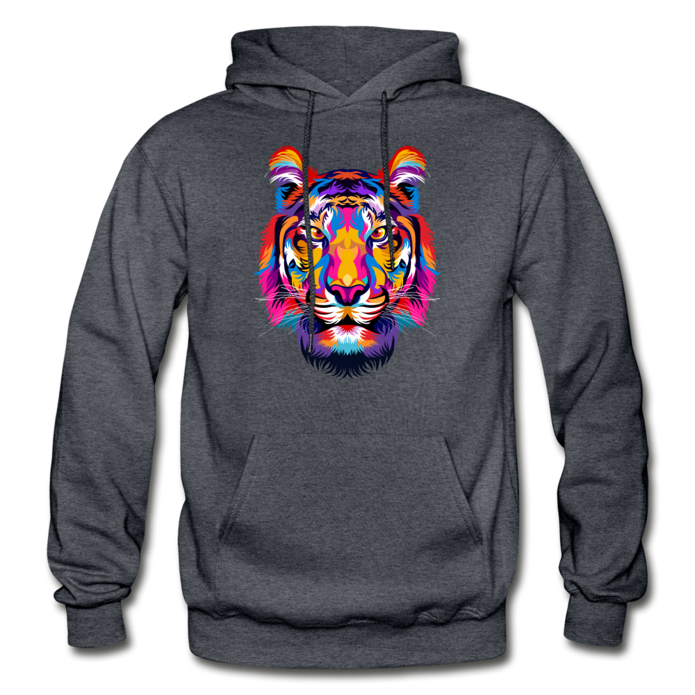 Colorful Tiger Hoodie - charcoal gray