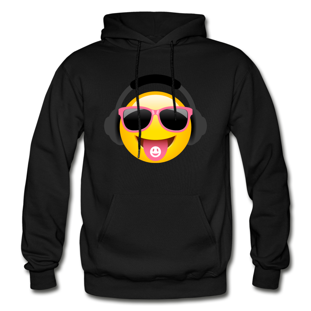 Cool Headphones Emoji Hoodie - black