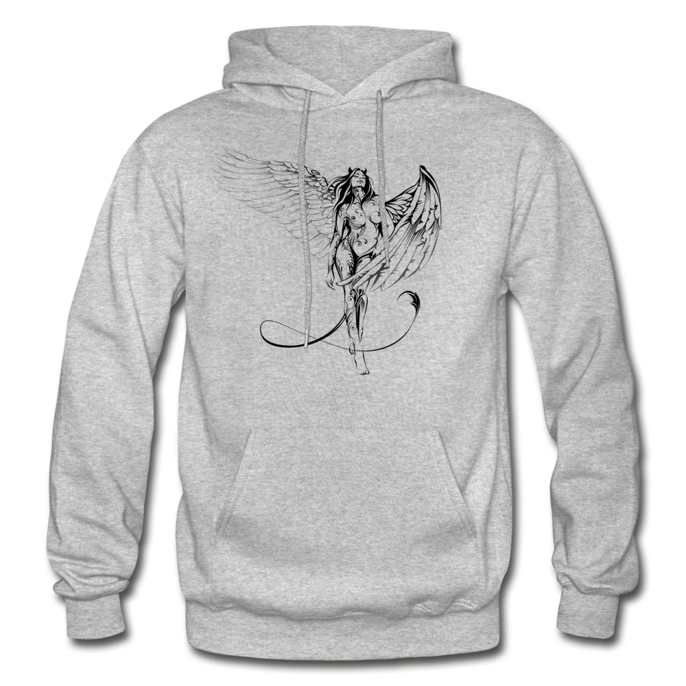 Tribal Maori Devil Angel Girl Hoodie - heather gray