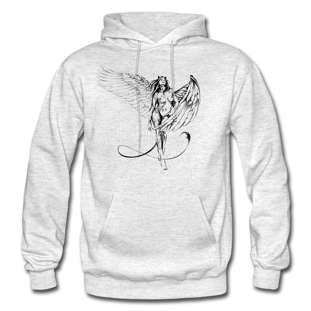 Tribal Maori Devil Angel Girl Hoodie - light heather gray