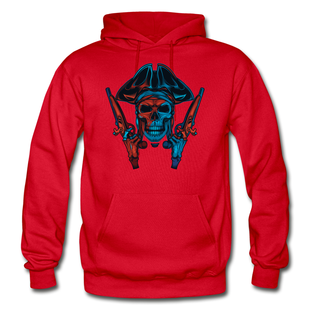 Pirate Skull with Guns Hoodie - red
