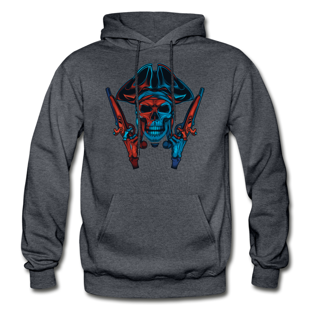 Pirate Skull with Guns Hoodie - charcoal gray