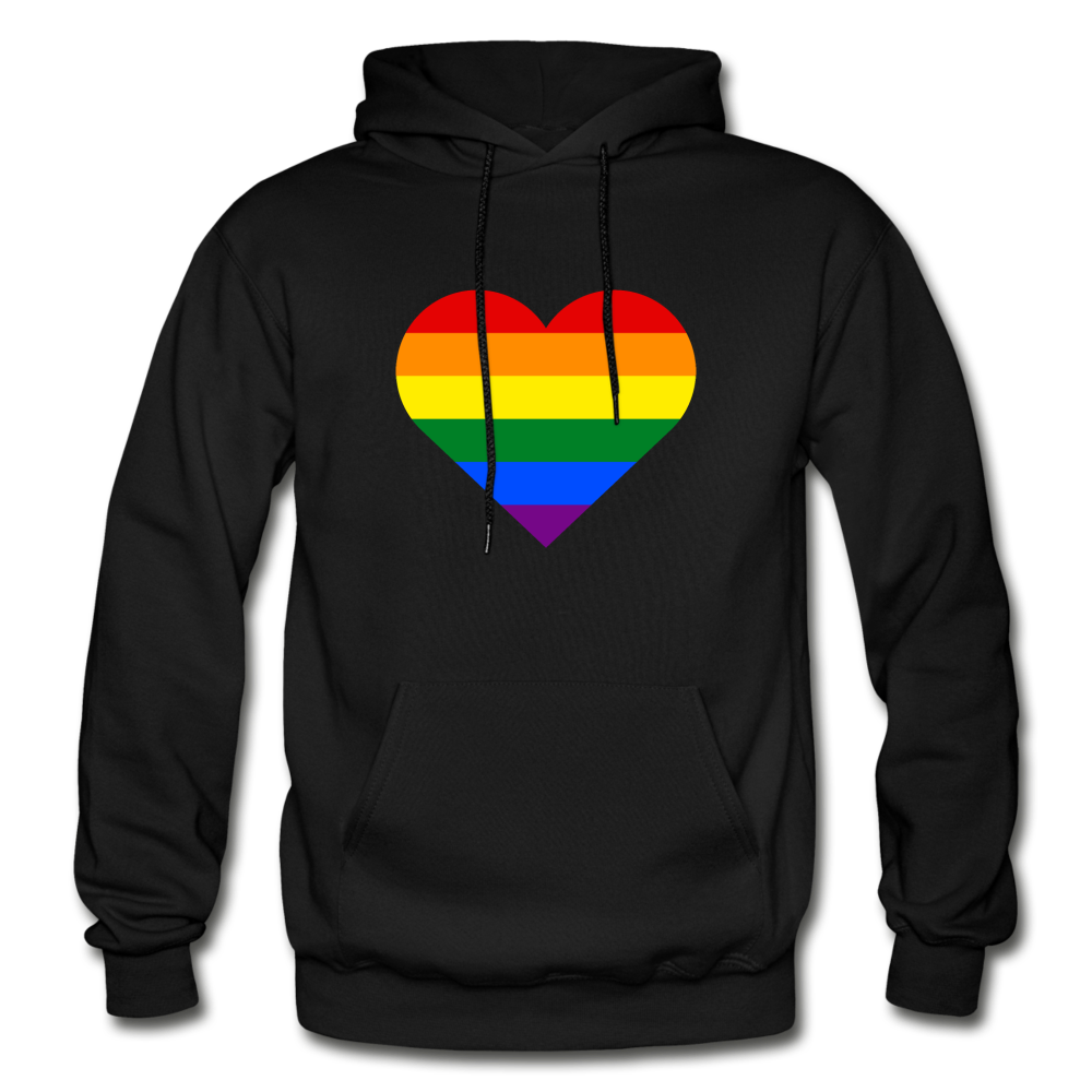 Rainbow Stripes Heart Hoodie - black