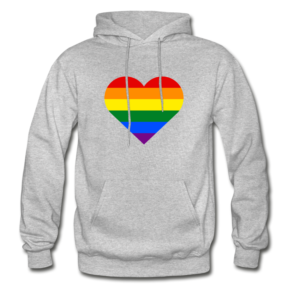 Rainbow Stripes Heart Hoodie - heather gray