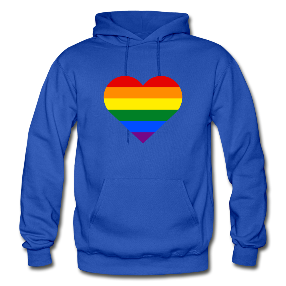 Rainbow Stripes Heart Hoodie - royal blue
