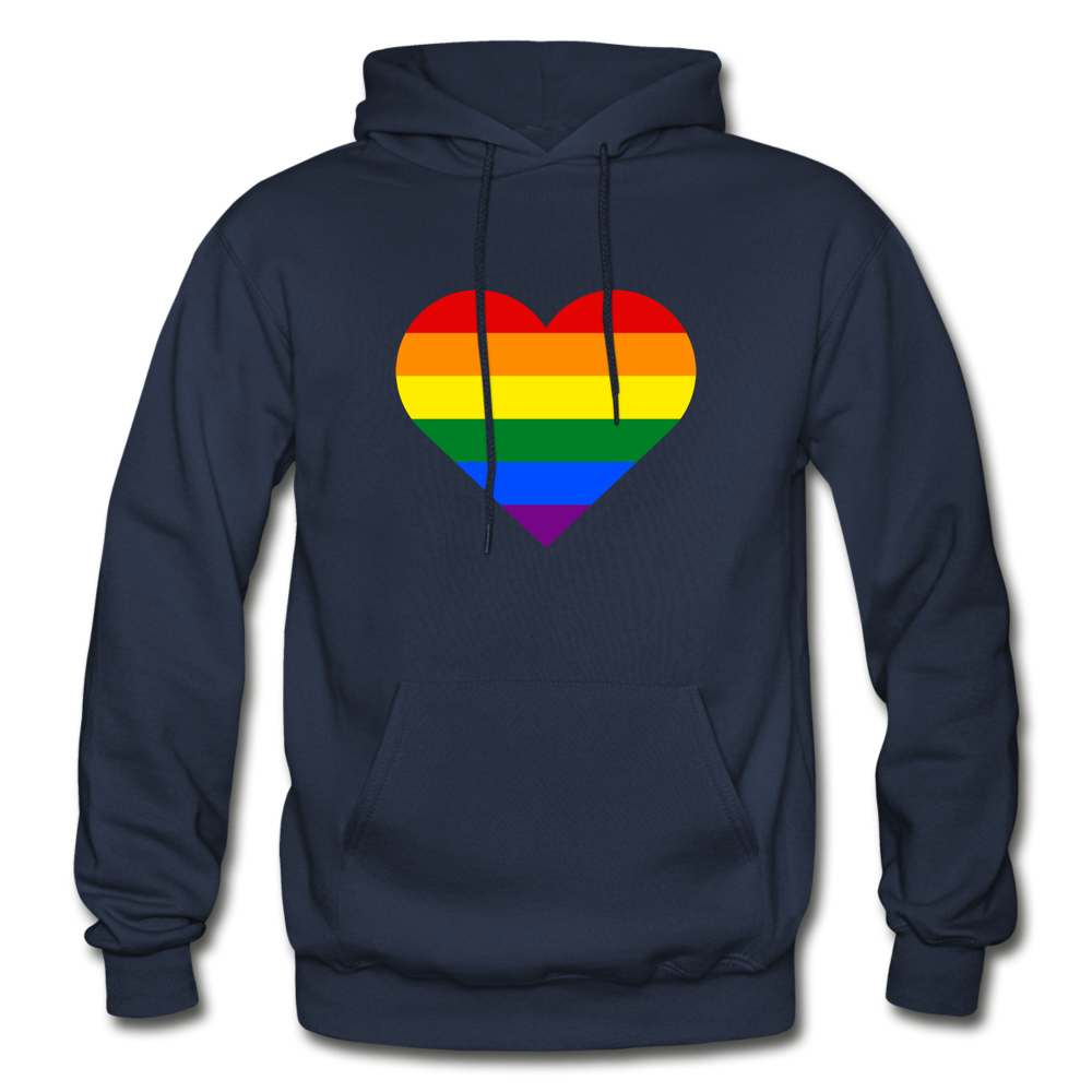 Rainbow Stripes Heart Hoodie - navy