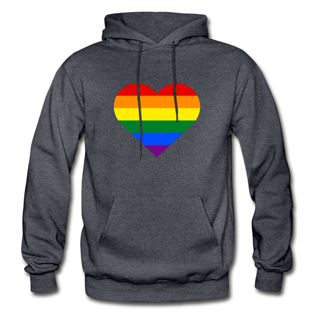 Rainbow Stripes Heart Hoodie - charcoal gray