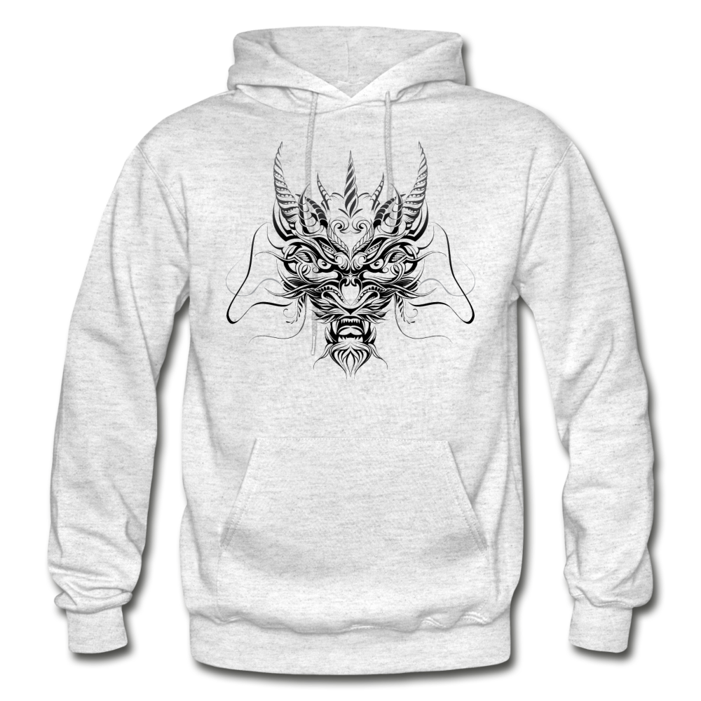 Tribal Dragon Head Hoodie - light heather gray