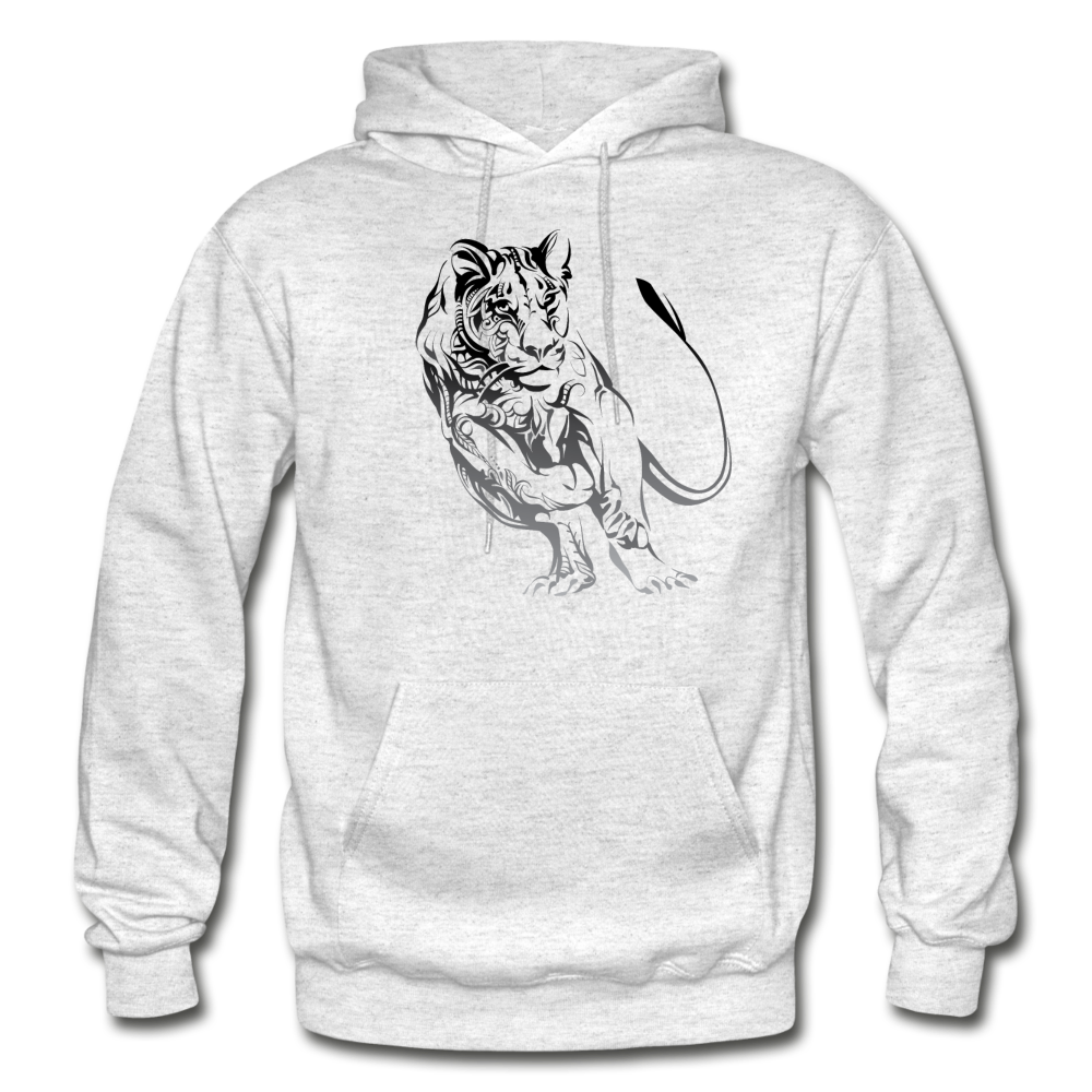 Tribal Maori Jungle Cat Hoodie - light heather gray