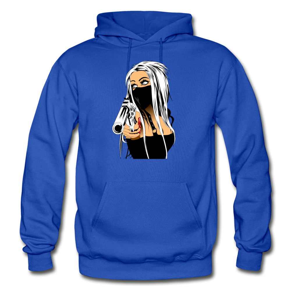 Masked Girl with Gun Hoodie - royal blue