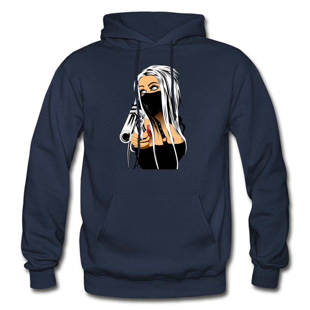 Masked Girl with Gun Hoodie - navy