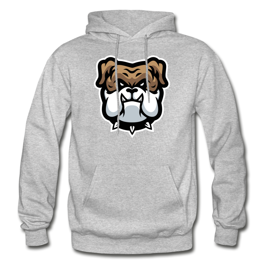 Bulldog Cartoon Hoodie - heather gray