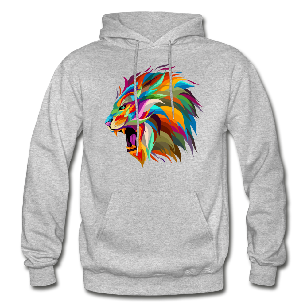 Colorful Abstract Lion Hoodie - heather gray