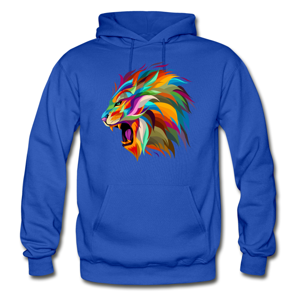 Colorful Abstract Lion Hoodie - royal blue