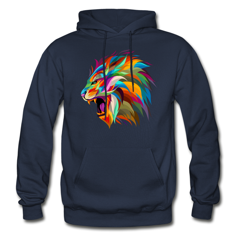 Colorful Abstract Lion Hoodie - navy