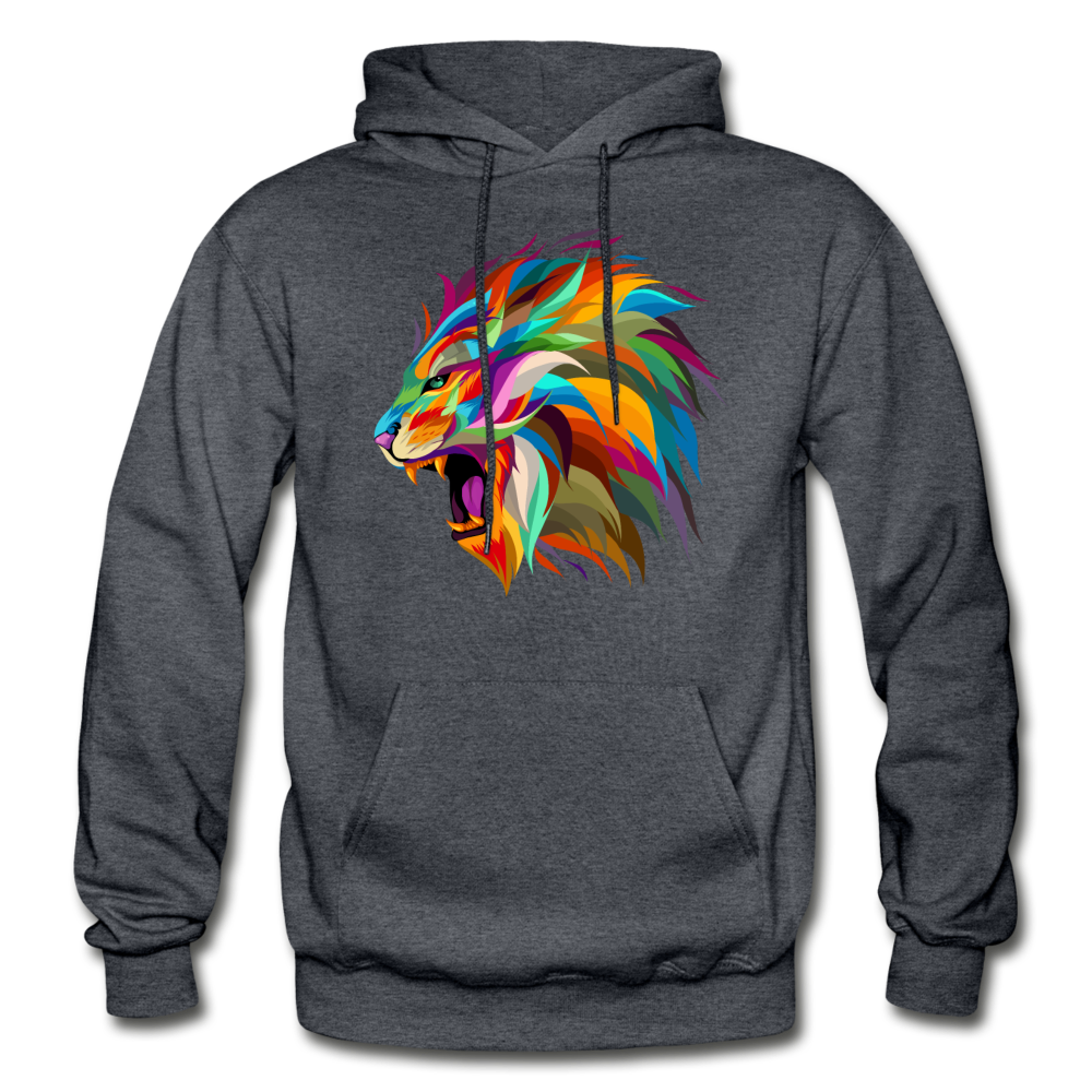Colorful Abstract Lion Hoodie - charcoal gray