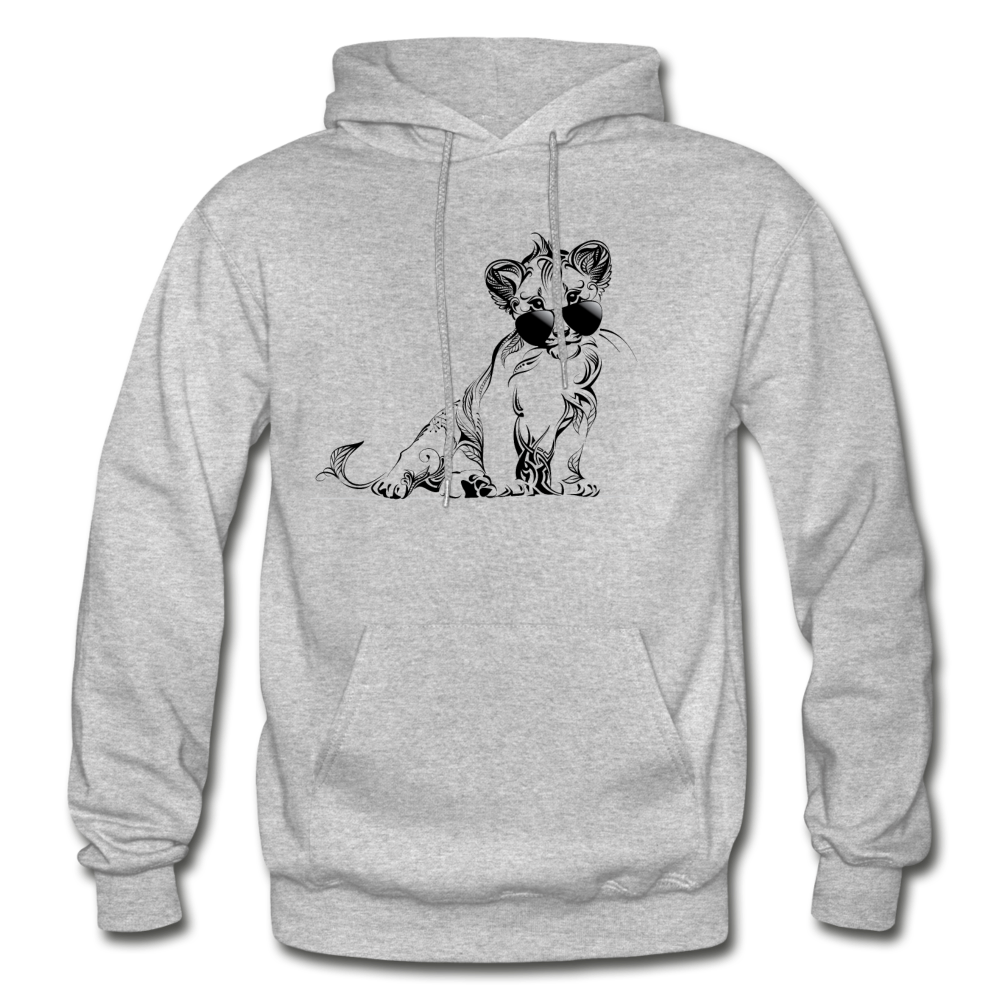 Lion Cub Sunglasses Hoodie - heather gray