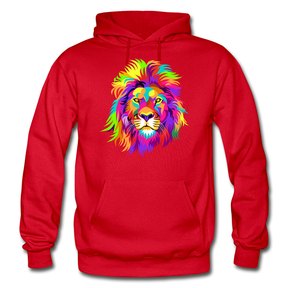 Colorful Lion Hoodie - red