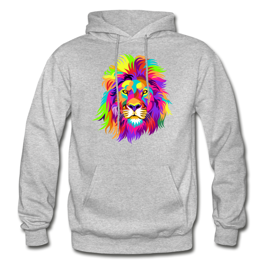 Colorful Lion Hoodie - heather gray