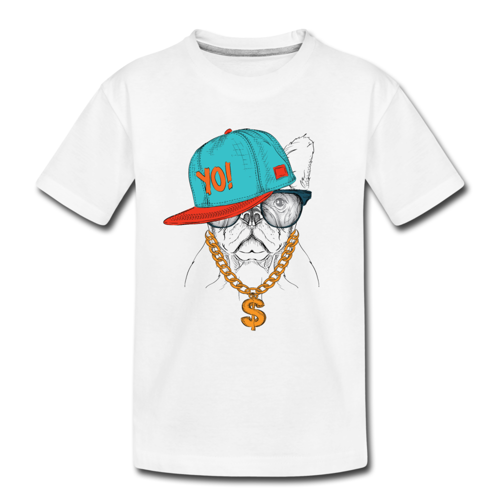 Hip Hop French Bulldog Kids T-Shirt - white
