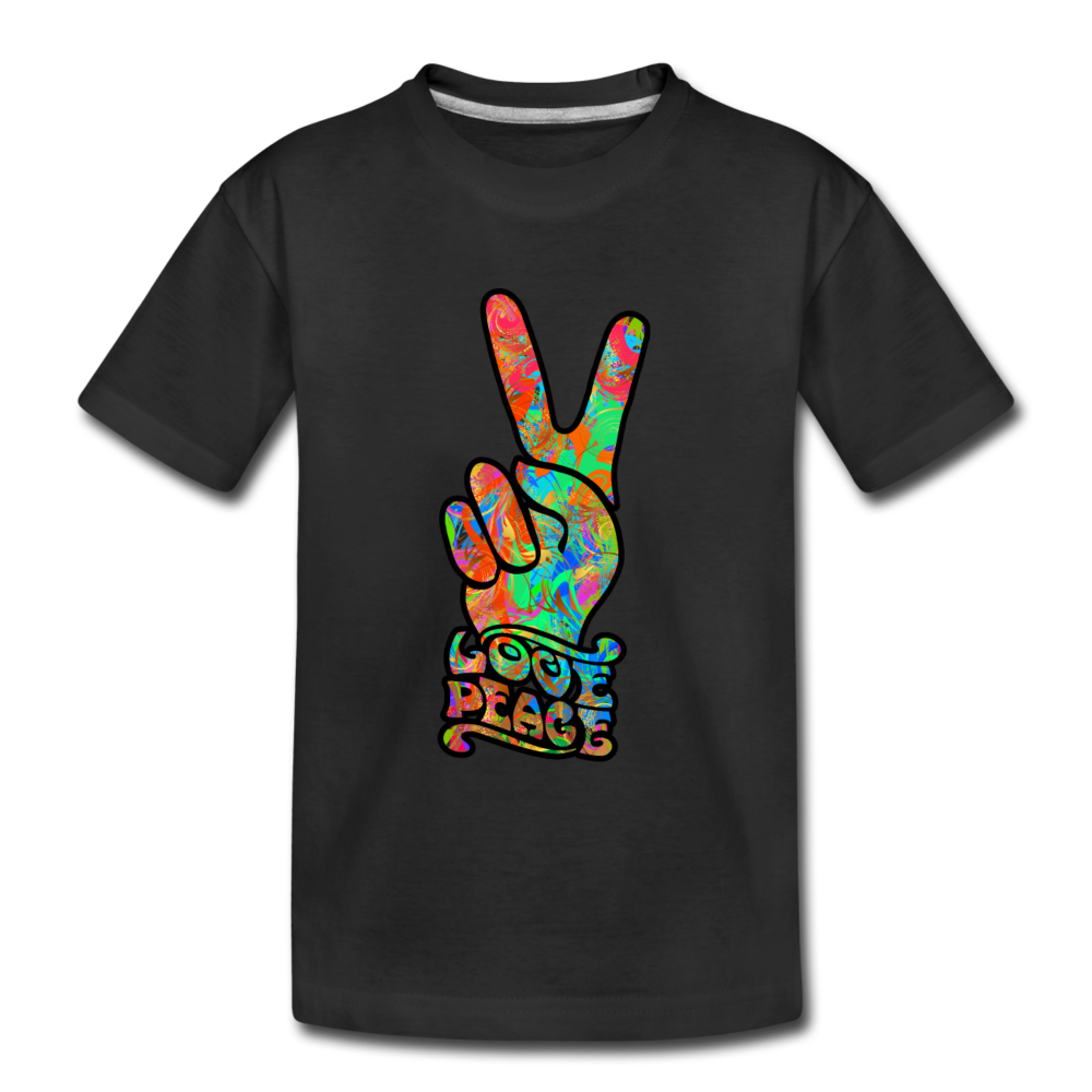 Love Peace Sign Kids T-Shirt - black