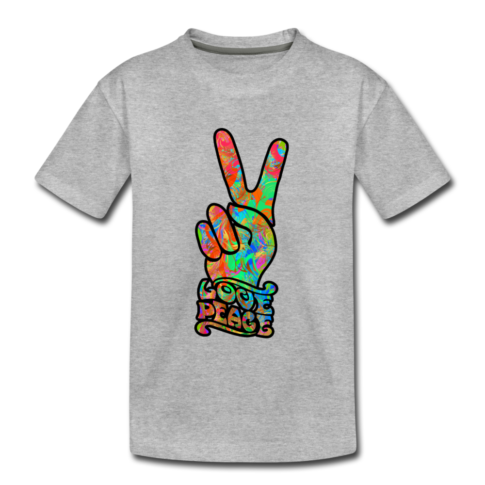 Love Peace Sign Kids T-Shirt - heather gray